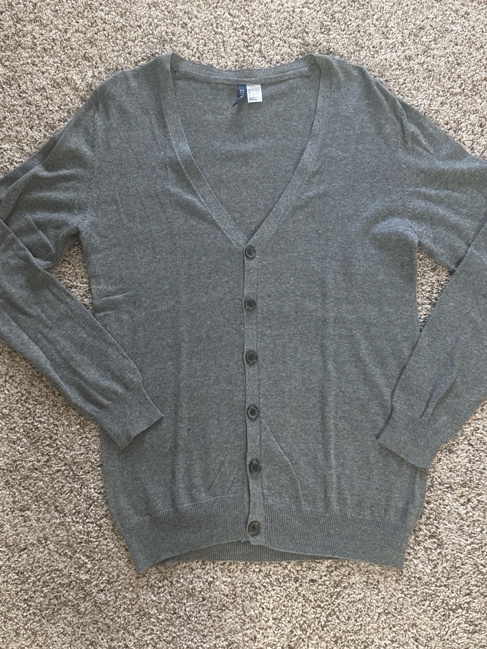 H&M Gray V-Neck Button Cardigan